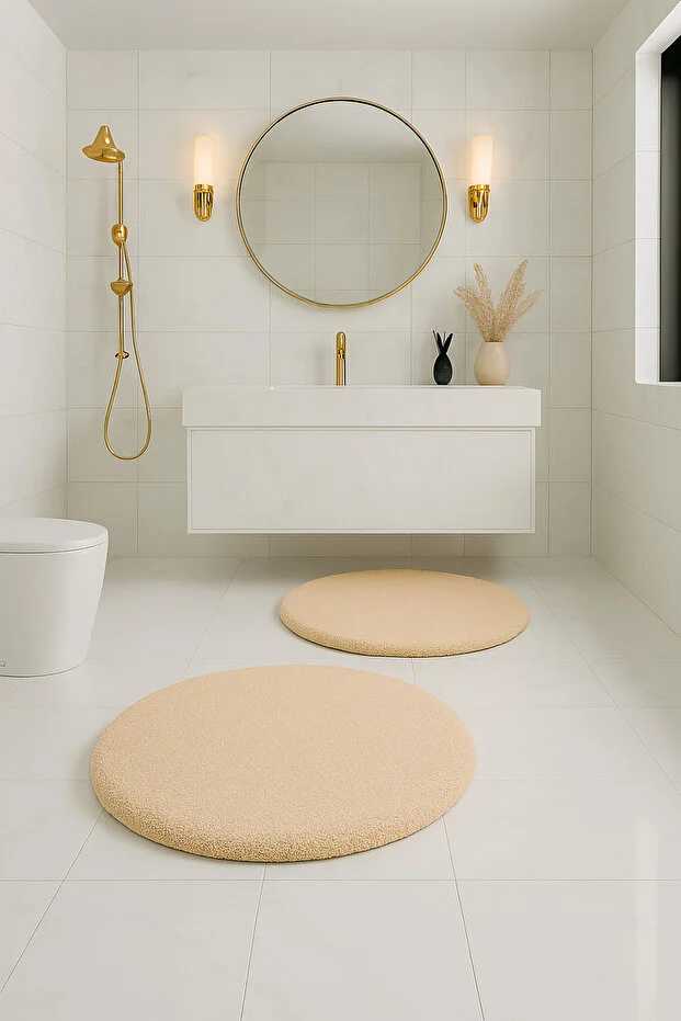 Yuvarlak Yumuşak Kaymaz Taban Peluş Yıkanabilir Banyo Oturma Odası Halı